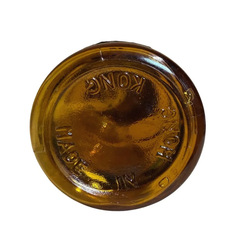Vintage Amber Glass Mini Oil Lamp Stained Glass Diamond Pattern Hong Kong